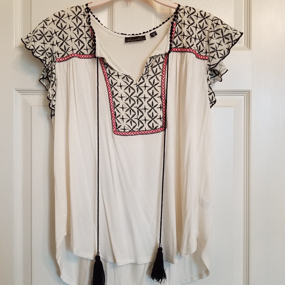 Embroidered white top